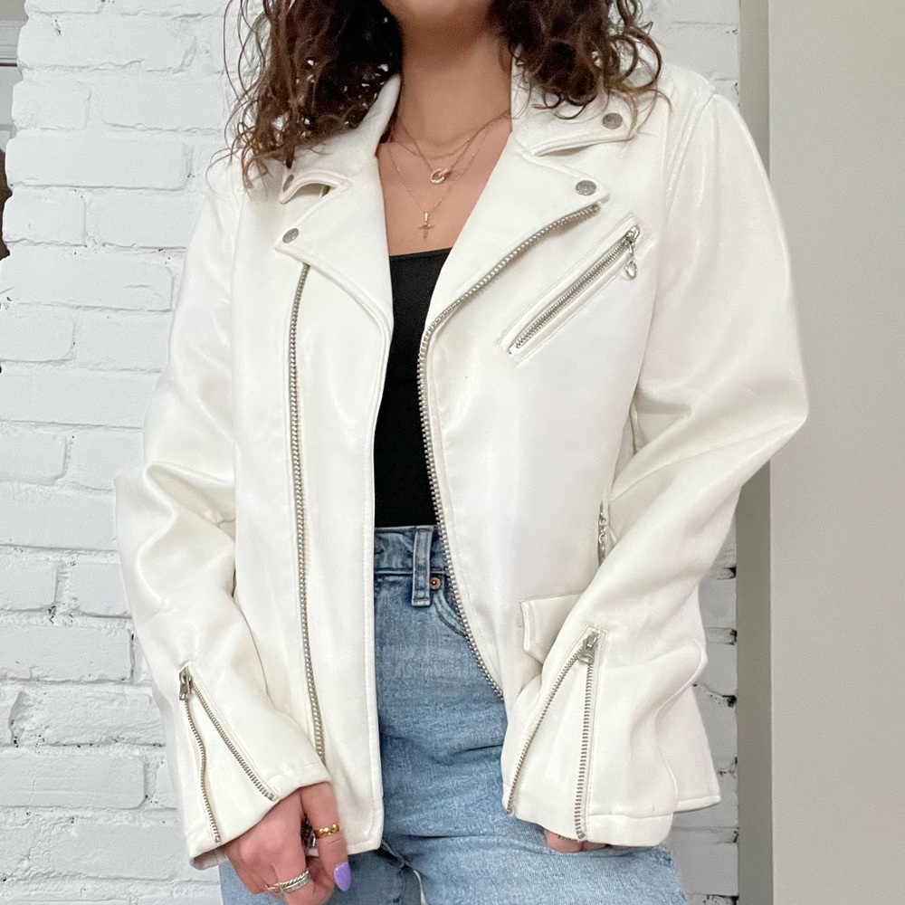 Members Only White Faux Leather Jacket